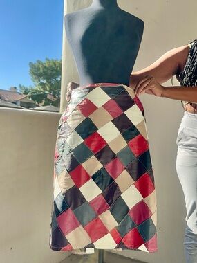 VINTAGE Handmade Leather Patchwork Skirt One-of-One